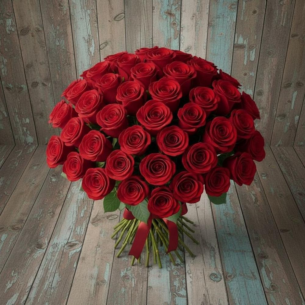 Букет 55 Красных роз Фридом в Чупе