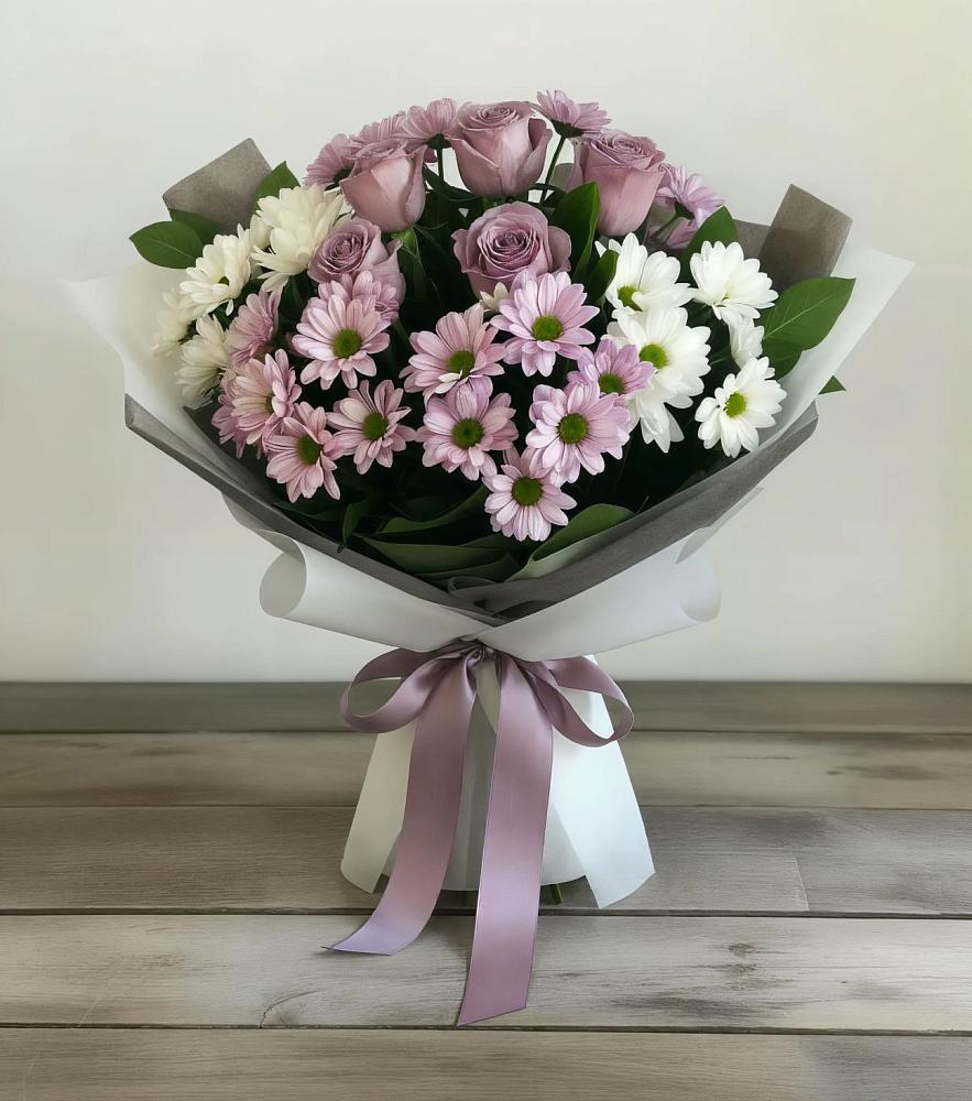 Букет цветов из: Хризантемы и Розы в Чупе