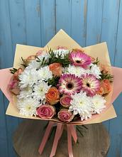 Букет цветов из:  Розы, Герберы и Хризантемы в Чупе