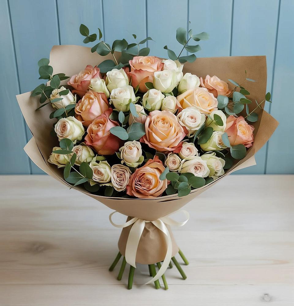 Букет цветов из: Альстромерии и Розы в Чупе