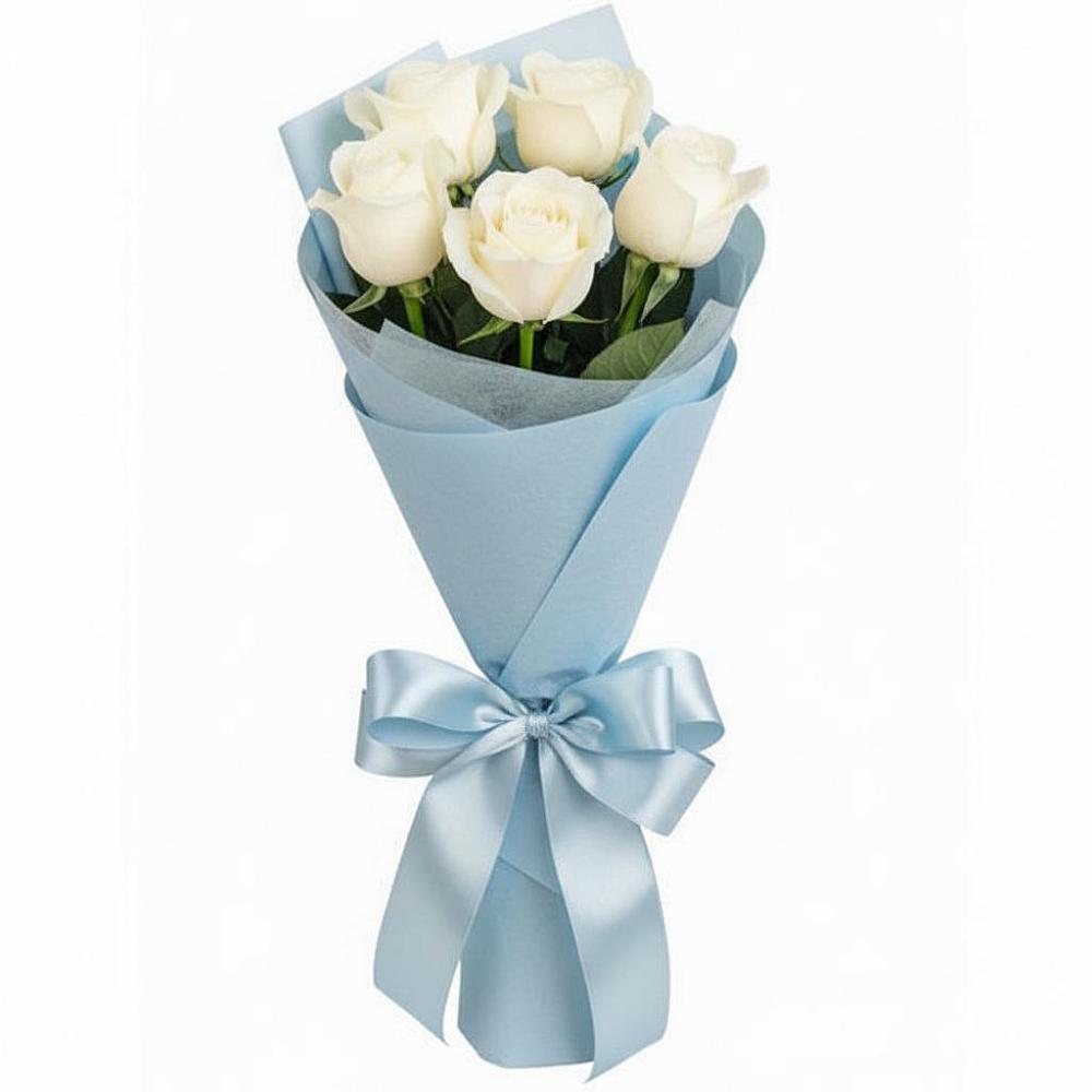Букет 5 Белых роз Проуд в Чупе