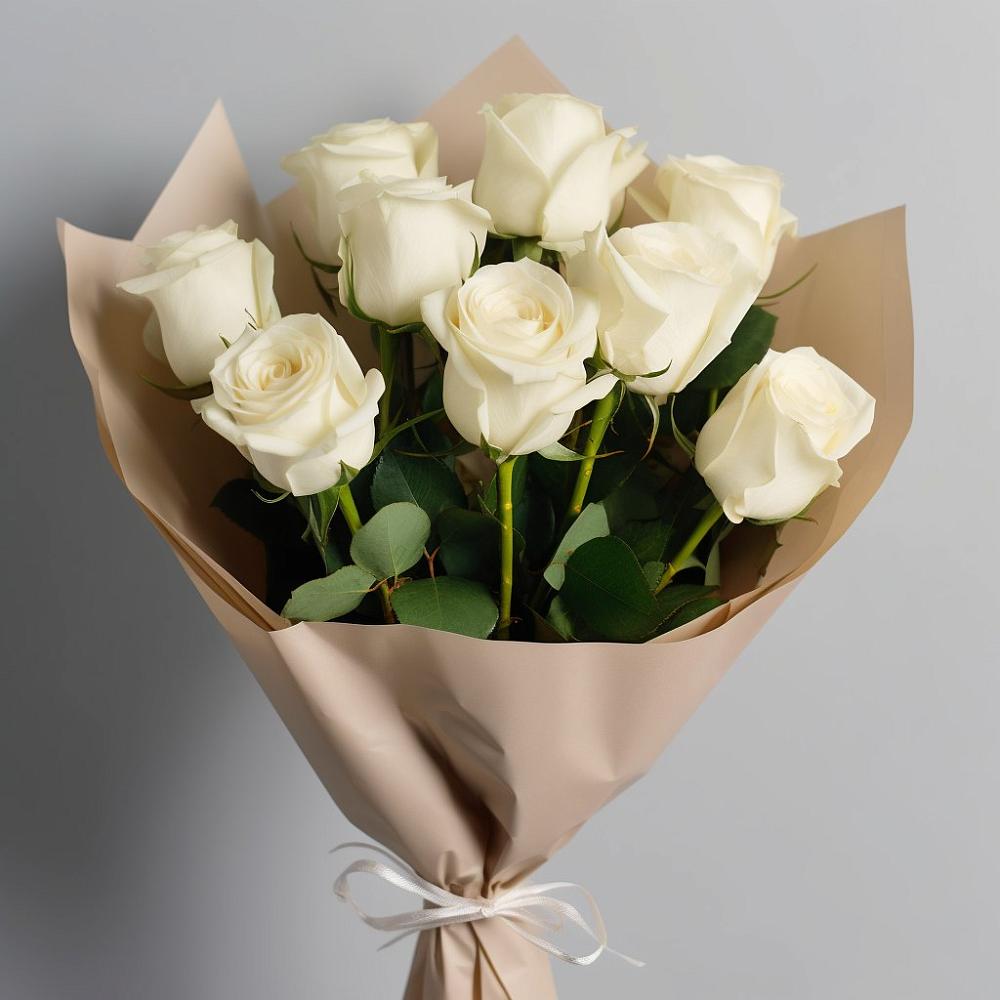 Букет 9 Белых роз Эдлесс Лав в Чупе