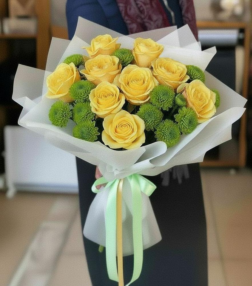 Букет цветов из: Хризантемы и Розы в Чупе