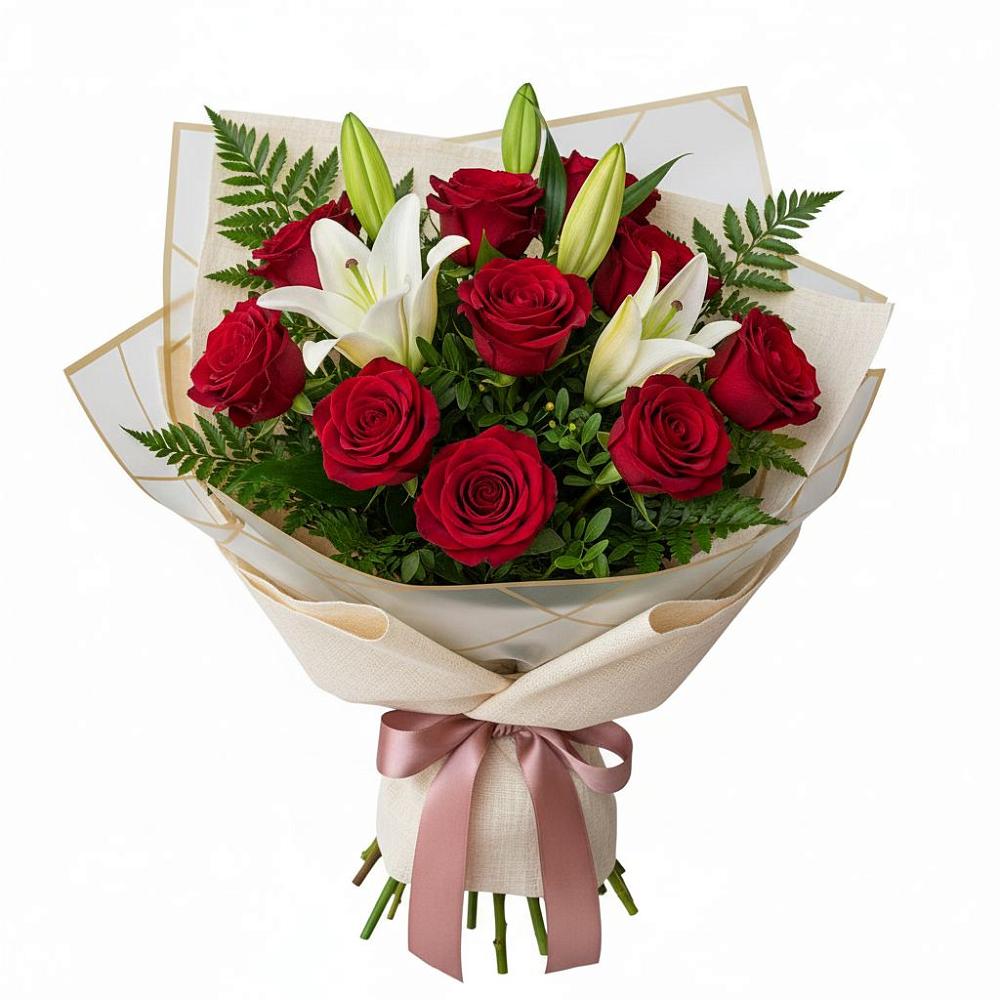 Букет цветов из: Лилии и Розы в Чупе