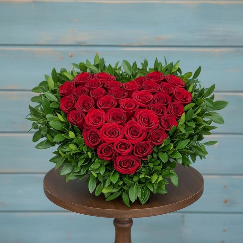 Цветочная композиция из Розы в виде сердца в Чупе