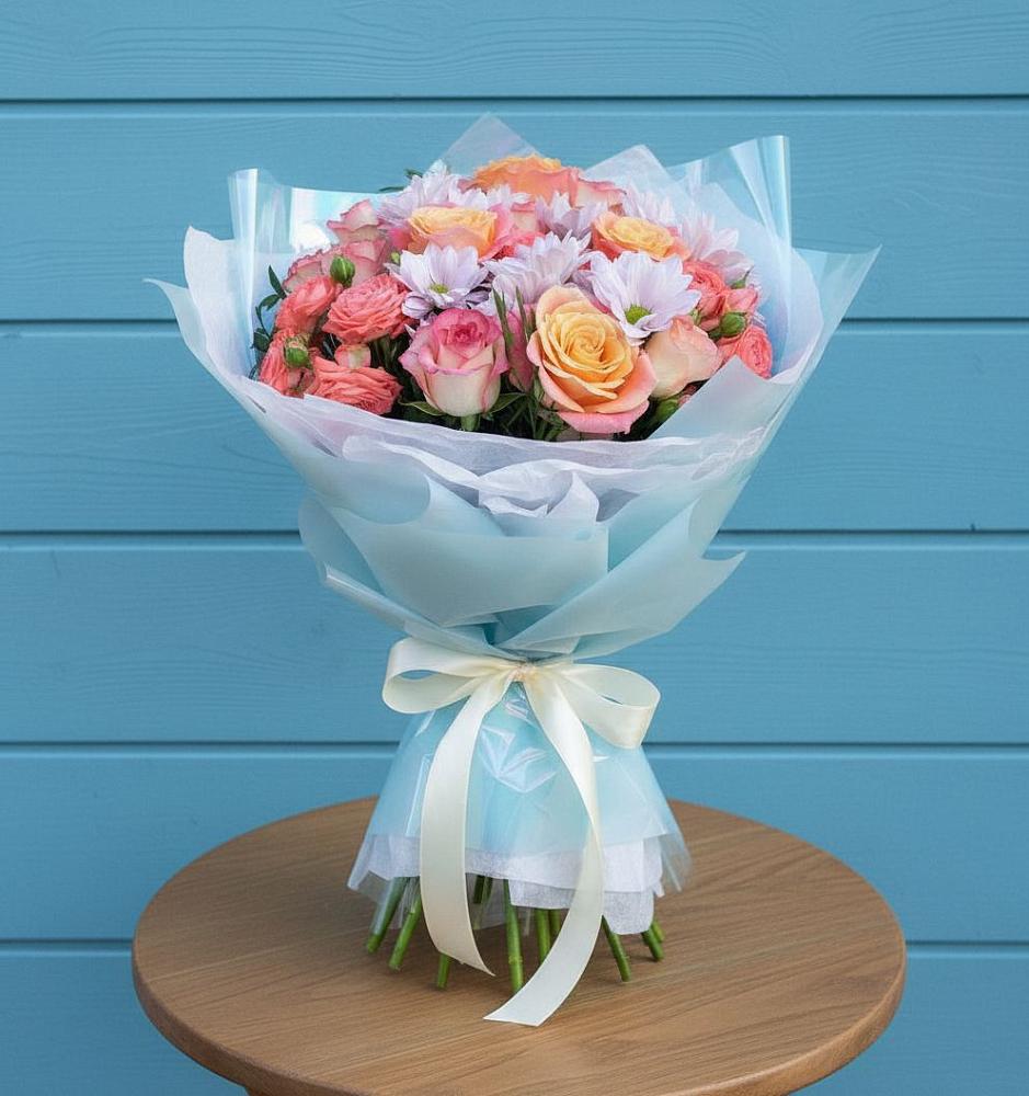 Букет цветов из: Хризантемы и Розы в Чупе